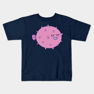 Kawaii Cute Grinning Pufferfish, Pufferfish Lover Kids T-Shirt